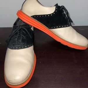 COLE HAAN LEATHER LUNARGRAND  C11244  IVORY/ORANGE/BLUE SADDLE OXFORD SIZE 11